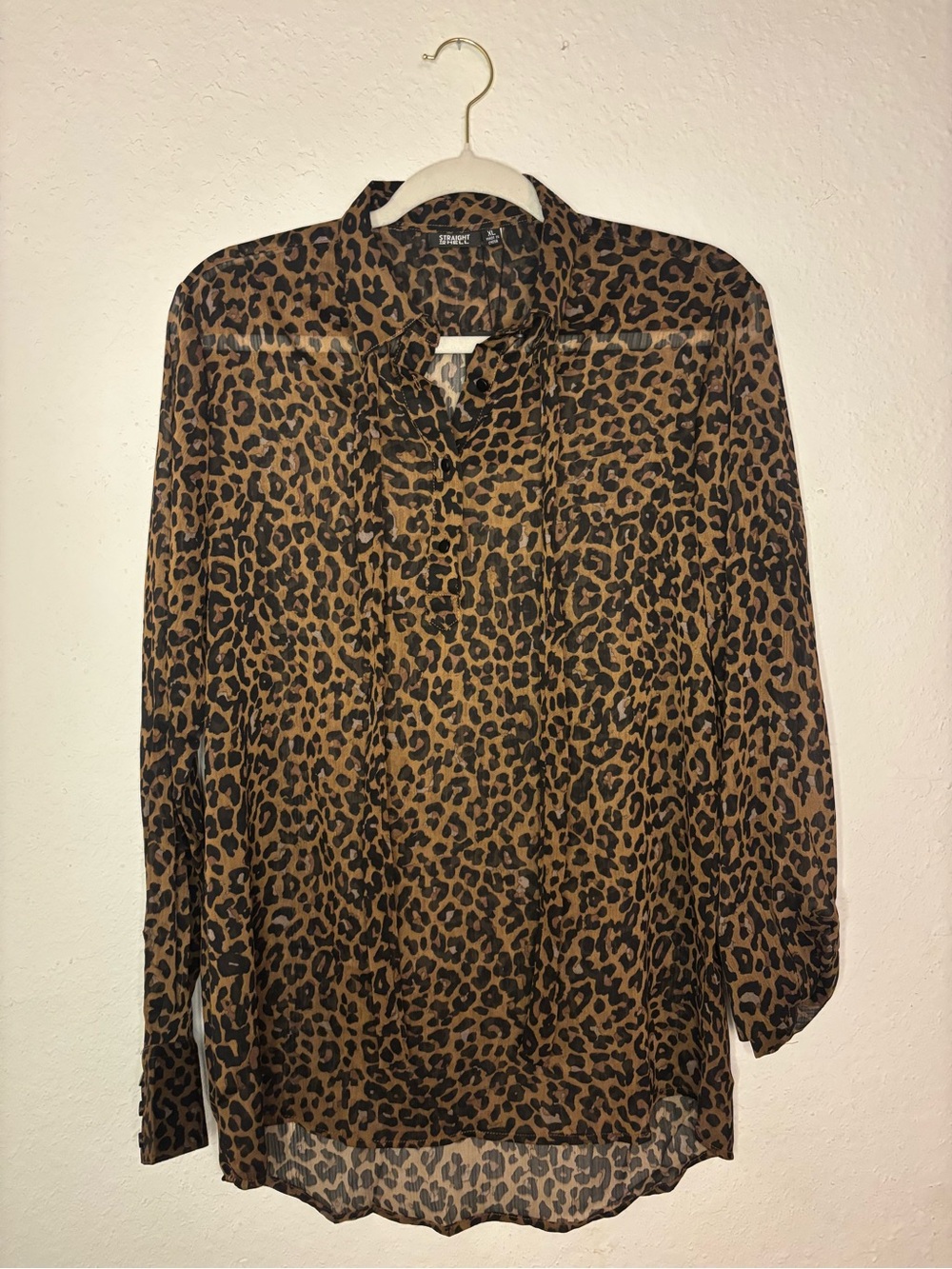 Straight to Hell - Leopard Print Top with Small Bow XL, NWT - Picture 2 of 3